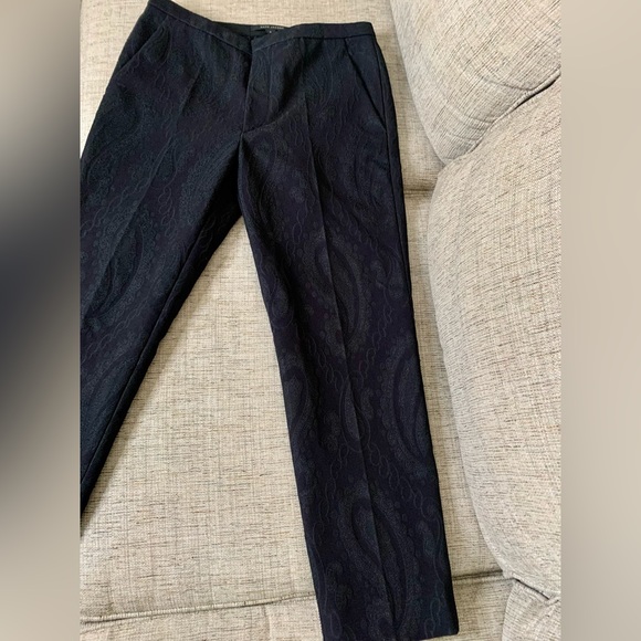 MARC JACOBS Brocade Pants w/ Fabric Overlay in Black Paisley Print Size 2